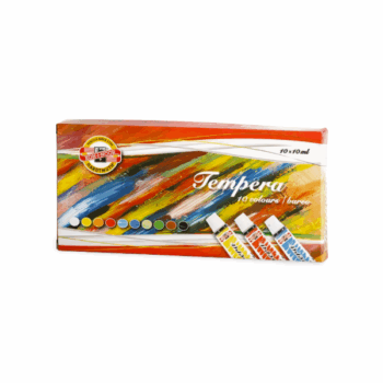 Sada temperových farieb KOH-I-NOOR – 10 odtieňov po 10 ml v papierovom obale.