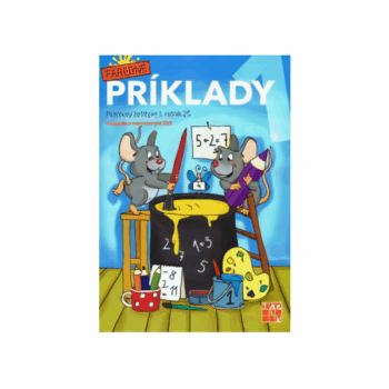 Pracovný zošit Farebné príklady 1 – hravé precvičovanie sčítania, odčítania a geometrických tvarov, A4, 40 strán.