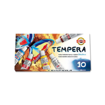 Temperové farby Koh-i-noor 10 kusov v tubách po 16 ml v papierovej krabičke.