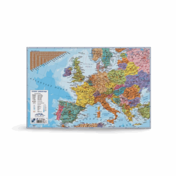 Podložka na písací stôl s mapou Európy, umývateľný PVC materiál, rozmer 60 × 40 cm