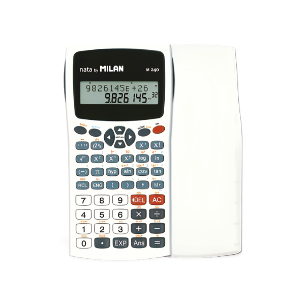 MILAN M240 White – vedecká kalkulačka s 2-riadkovým displejom a 240 funkciami.