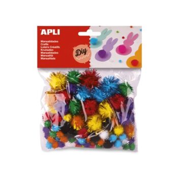 APLI Pompom trblietavý, mix farieb 78ks