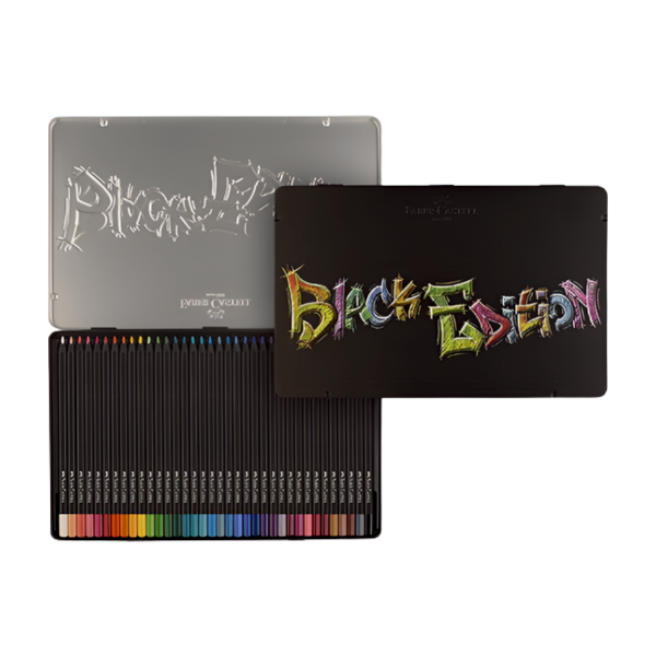 Farebné ceruzky Faber-Castell Black Edition – 36 farieb v plechovej dóze