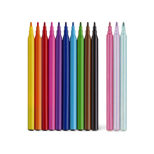 Súprava 13 farebných fixiek Faber-Castell Unicorn s pastelovými odtieňmi a nálepkami s jednorožcom