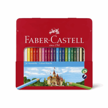 Pastelky Faber-Castell 24 farieb v plechovej krabičke so zlatou pastelkou