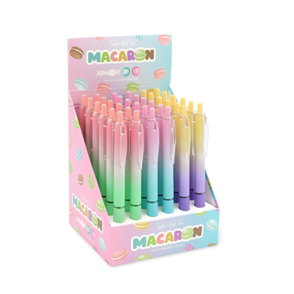 Guľôčkové pero Macaron s pastelovým telom, modrý atrament, 1,0 mm hrot, ergonomický úchop