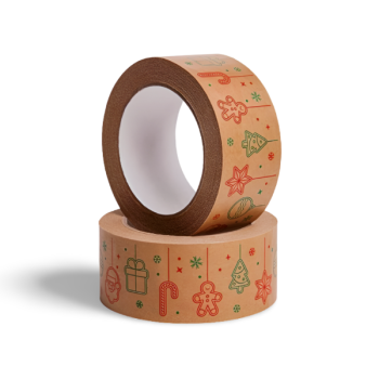Hnedá ekologická papierová lepiaca páska Kraft Paper Fragile Tape 50 mm x 50 m s Hot Melt lepidlom.
