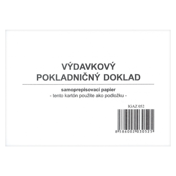 Výdavkový pokladničný doklad A6 samoprepisový s DPH.