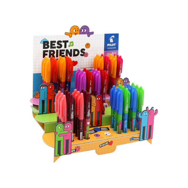 Gumovateľné pero Pilot Frixion Ball 07 Best Friends s modrou náplňou.
